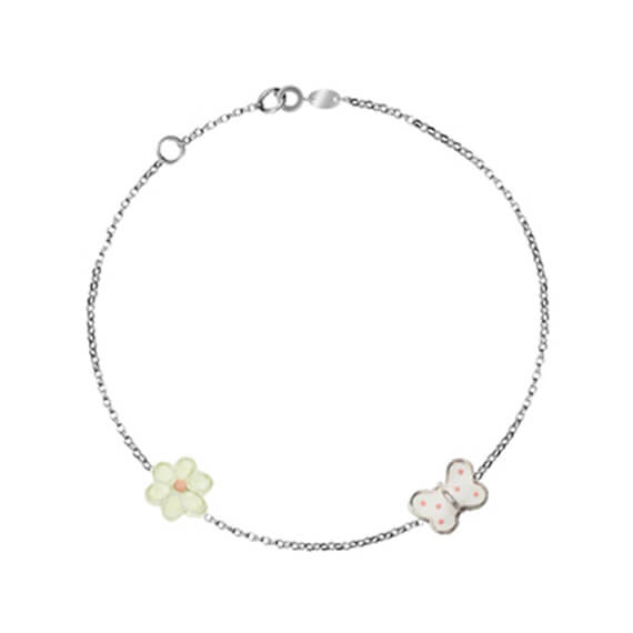pulsera plata flor mariposa esmalte
